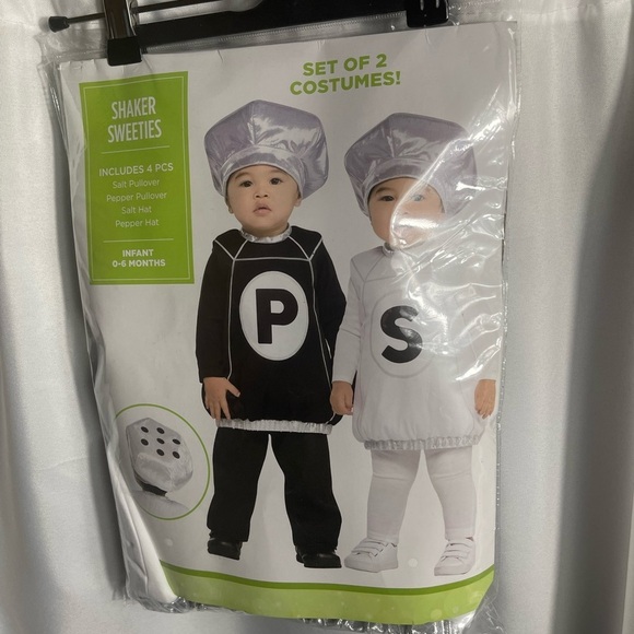 Salt and Pepper Halloween Costume Set 4pcs. Shaker Sweeties Infant 0-6 Months - Picture 4 of 7